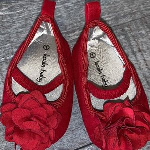 Koala Kids Red Flower Crib Shoes